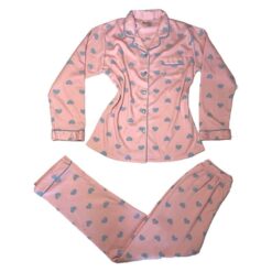 Σετ Πιτζάμες βαμβακερές με Καρδούλες Fleece