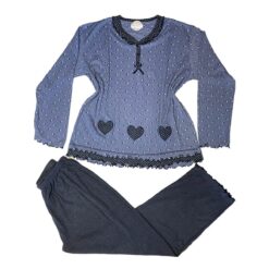 Σετ Πιτζάμες βαμβακερές Fleece Μπλε, Μεγάλα Μεγέθη