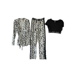 Σετ Πιτζάμες Homewear Τοπάκι, Παντελόνι και Ρομπάκι, Μαύρο