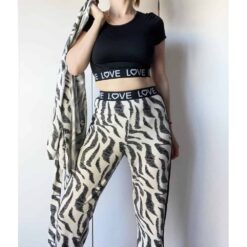 Σετ Πιτζάμες Homewear Τοπάκι, Παντελόνι και Ρομπάκι, Μαύρο
