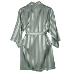 Σατέν Ρόμπα Κιμονό με Ρίγες, Μέντα