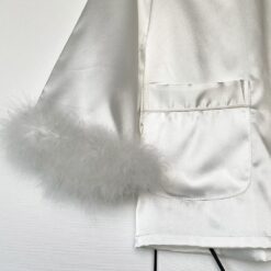 Νυφικό Σετ Σατέν Πιτζάμες με Πούπουλα, Λευκό