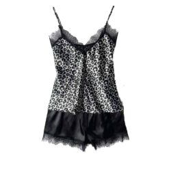 Σετ Σατέν Babydoll, Άνιμαλ Πριντ Γκρι