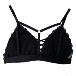 Μπουστάκι Bralette Δαντελωτό Τρίγωνο, Μαύρο