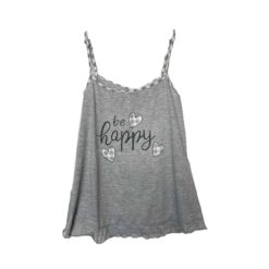 Σετ Πιτζάμες Βαμβακερές "be happy" Τοπάκι με Σορτσάκι, Γκρι