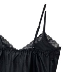 Σετ Σατέν Babydoll με Δαντέλα, Μαύρο