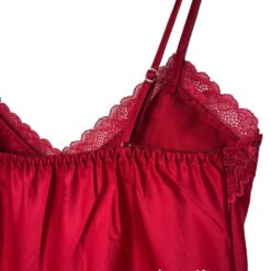 Σετ Σατέν Babydoll με Δαντέλα, Μπορντό