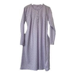 Νυχτικό Βαμβακερό Midi φλοράλ Fleece μακρυμάνικο, Μωβ