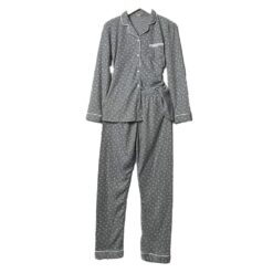 Σετ Πιτζάμες Ριπ με Καρδούλες και Fleece, Πουκάμισο και Παντελόνι, Γκρι