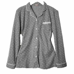 Σετ Πιτζάμες Ριπ με Καρδούλες και Fleece, Πουκάμισο και Παντελόνι, Γκρι