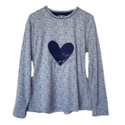 Σετ Πιτζάμες Βαμβακερές Fleece, Μπλούζα και Παντελόνι, Γαλάζιο με Μπλε