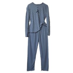 Σετ Πιτζάμες ριπ Βαμβακερές Fleece, Μπλούζα και Παντελόνι, Μπλε