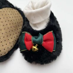 Χριστουγεννιάτικα Βρεφικά Σοσόνια με αντιολισθητικό πάτο, Μαύρο