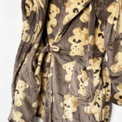 Ρομπάκι Fleece με Αρκουδάκια και Κουκούλα, Καφέ