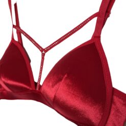 Σουτιέν Τρίγωνο Velvet με διακοσμητικά Στρασάκια, Κόκκινο