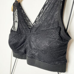 Μπουστάκι Βαμβακερό με Δαντέλα Plus Size, Μαύρο