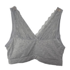 Μπουστάκι Βαμβακερό με Δαντέλα Plus Size, Γκρι