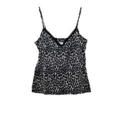 Γυναικείο Σετ Σατέν Babydoll Τοπάκι και Σορτσάκι Slim Fit, Άνιμαλ Πριντ Γκρι