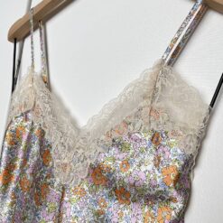 Γυναικείο Σετ Σατέν Babydoll Τοπάκι και Σορτσάκι Φλοράλ Slim Fit, Πορτοκαλί