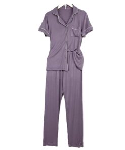 Γυναικείο Σετ Βαμβακερές Πιτζάμες Πουκάμισο και Παντελόνι Regular Fit, Μωβ