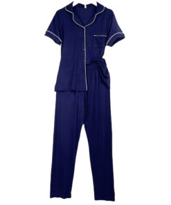 Γυναικείο Σετ Βαμβακερές Πιτζάμες Πουκάμισο και Παντελόνι Regular Fit, Μπλε