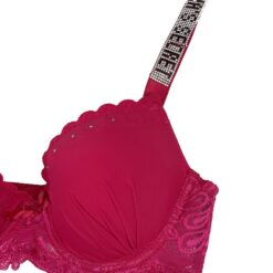 Σετ Γυναικεία Εσώρουχα Σουτιέν Push Up Cup B και Δαντελωτό Σλιπάκι, Φούξια