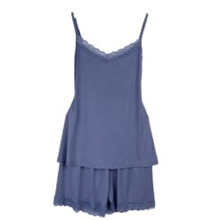 Σετ Γυναικείες Πιτζάμες Βαμβακερές Σορτσάκι και Τοπάκι Plus Size, Μπλε Ραφ