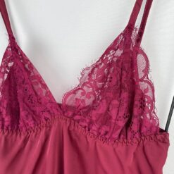 Γυναικείο Σετ Σατέν Babydoll Τοπάκι και ψηλόμεσο Σορτσάκι Slim Fit, Μπορντό