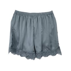 Γυναικείο Σετ Σατέν Babydoll Τοπάκι και ψηλόμεσο Σορτσάκι Slim Fit, Μέντα Γκρι