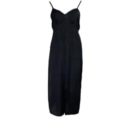Γυναικείο Σετ Νυχτικό Σατέν Midi με Velvet Ρόμπα Regular Fit, Μαύρο