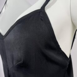 Γυναικείο Σετ Νυχτικό Σατέν Midi με Velvet Ρόμπα Regular Fit, Μαύρο