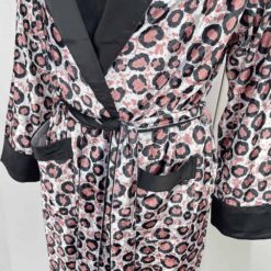 Γυναικείο Σετ Νυχτικό Σατέν Midi με Velvet Ρόμπα Regular Fit, Μαύρο