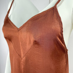 Γυναικείο Σετ Νυχτικό Σατέν Midi με Velvet Ρόμπα Regular Fit, Κεραμιδί