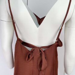 Γυναικείο Σετ Νυχτικό Σατέν Midi με Velvet Ρόμπα Regular Fit, Κεραμιδί