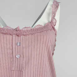 Γυναικείο Σετ Ριπ Babydoll Crop Τοπάκι και Παντελόνι, Ροζ