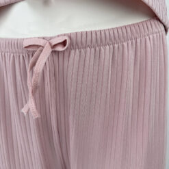 Γυναικείο Σετ Ριπ Babydoll Crop Τοπάκι και Παντελόνι, Ροζ
