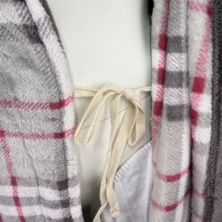 Ανδρική Ρόμπα Καρό Φλις με Ζώνη, πλαϊνές Τσέπες και Γιακά Slim Fit, Γκρι