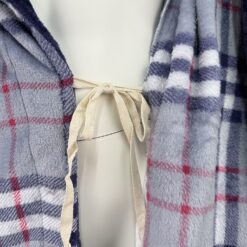 Ανδρική Ρόμπα Καρό Φλις με Ζώνη, πλαϊνές Τσέπες και Γιακά Slim Fit, Μπλε