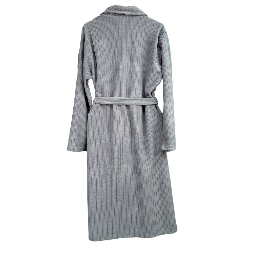 Ανδρική Ρόμπα Polar Fleece με Ζώνη, Εσωτερικά Κορδόνια και Γιακά Regular Fit, Γκρι