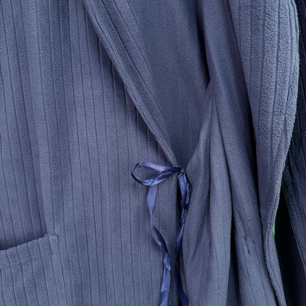 Ανδρική Ρόμπα Polar Fleece με Ζώνη, Εσωτερικά Κορδόνια και Γιακά Regular Fit, Μπλε Μαρέν