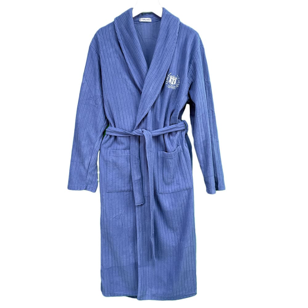 Ανδρική Ρόμπα Polar Fleece με Ζώνη, Εσωτερικά Κορδόνια και Γιακά Regular Fit, Μπλε Yale