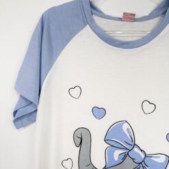 Γυναικείο Νυχτικό T-shirt κοντομάνικο με σχέδιο Ελεφαντάκι Regular Fit, Γαλάζιο