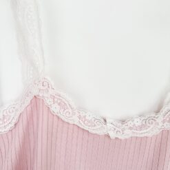 Γυναικείο Σετ Baby doll Crop Τοπάκι με Δαντελωτές Τιράντες και Παντελόνι, Απαλό Ροζ