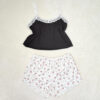 Γυναικείο Σετ Baby doll Crop Τοπάκι με Δαντελωτές Τιράντες και Παντελόνι, Μαύρο
