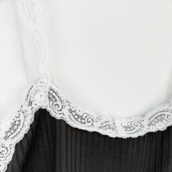 Γυναικείο Σετ Baby doll Crop Τοπάκι με Δαντελωτές Τιράντες και Παντελόνι, Μαύρο