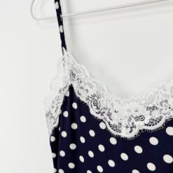 Γυναικείο Σετ Babydoll Πουά Τοπάκι και Σορτσάκι Slim Fit, Μπλε Μαρέν