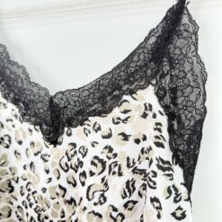 Σετ Σατέν Babydoll Άνιμαλ Πριντ Τοπάκι και Σορτσάκι Slim Fit, Εκρού