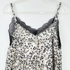 Σετ Σατέν Babydoll Άνιμαλ Πριντ Τοπάκι και Σορτσάκι Slim Fit, Εκρού