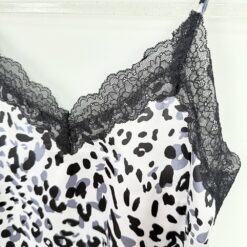 Σετ Σατέν Babydoll Άνιμαλ Πριντ Τοπάκι και Σορτσάκι Slim Fit, Γκρι