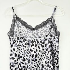 Σετ Σατέν Babydoll Άνιμαλ Πριντ Τοπάκι και Σορτσάκι Slim Fit, Γκρι